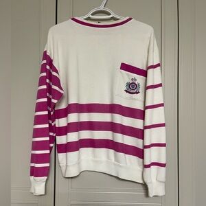 Vintage 80’s “Gad-abouts” Color Block Striped Preppy Crest Pocket Crewneck